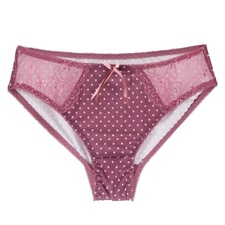 Ladies Panties High Slit Waist Bag Thick Buttocks Legs Striped Polka Oversized Panty Seamless Underwear for Women Wine L
