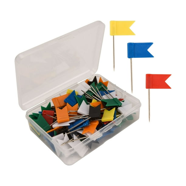 100 Pcs Map Push Pins, Map Flag Push Tacks, Assorted 7 Colors Walmart