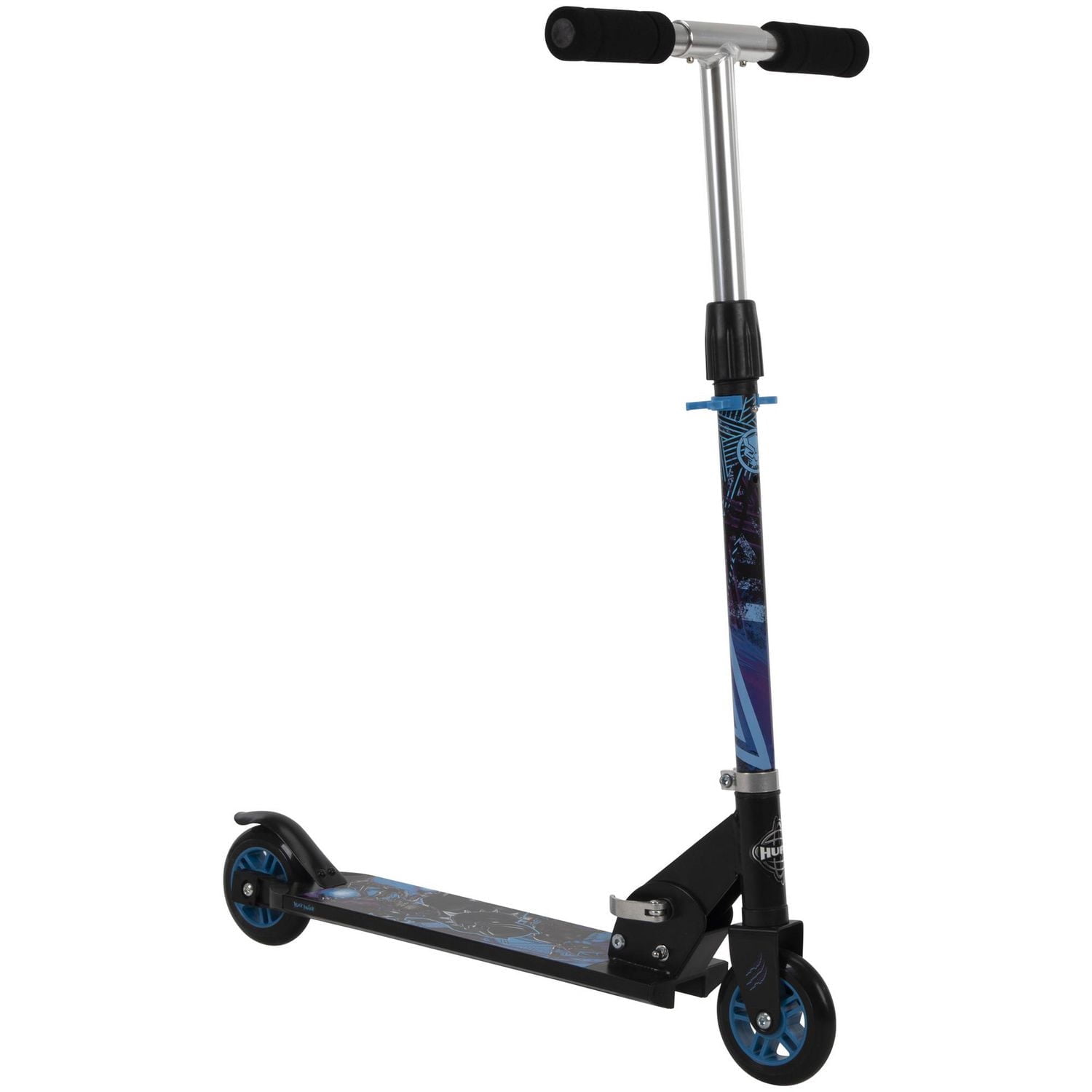 La trottinette Marvel Black Panther à 2 roues alignées en Aluminium pour Garçons, par Huffy, noir