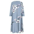 thumbnail image 4 of SCSAlgin Womens Plus Size Floral Print Dress Casual Long Sleeve Empire Waist Dresses Loose Swing Midi Dress with Pockets, 4 of 6