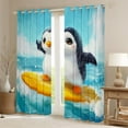 thumbnail image 2 of Erosebridal Kawaii Penguin Curtains Pack of 2 (42Wx63L),Marine Surfing 30%-50% Black Out Curtains,Kawaii Wildlife Curtains for Living Room,Cartoon Room Decorative, 2 of 6
