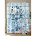 thumbnail image 4 of Fsddascl Coastal Blue Crab Shower Curtain Set - 36" x 78" Washable Bathtub Curtain with 12 Hooks, Ocean Nautical Starfish Coral Wooden Waterproof Fabric Stall Shower Curtains for Bathroom/Bathtub, 4 of 6