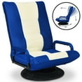 thumbnail image 1 of Gymax Gaming Floor Chair Folding Lazy Sofa 6-Position Adjustable Swivel w/Armrest Blue, 1 of 10