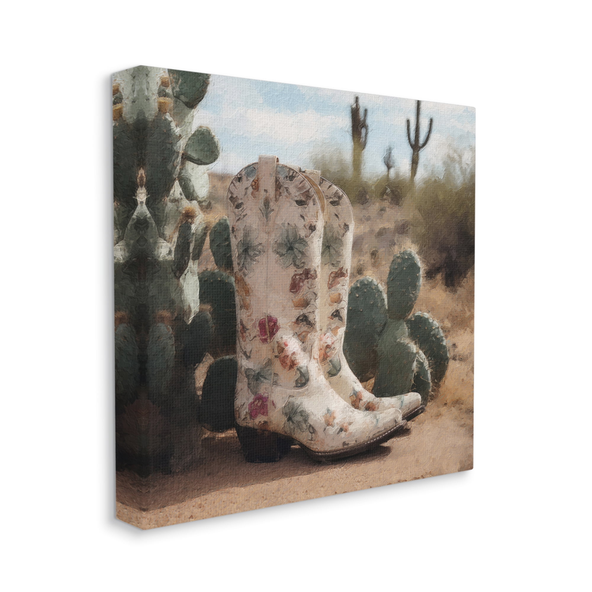 Stupell Industries Floral Cowgirl Boots Beauty & Fashion Painting Gallery Wrapped Canvas Print Wall Art, 24 x 24