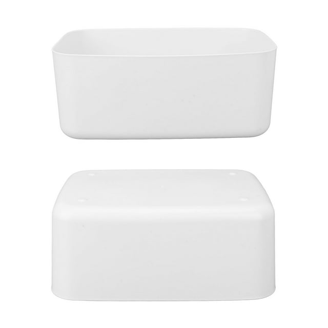 Panier de Rangement, Boîte de Rangement de Bureau Grande Capacité Blanche Design Poignée Durable PP Grand Application Conteneur de Rangement en Plastique Décoration de Bureau Boîte de Rangement pour Soins de la Peau pour Organiser une Multiple