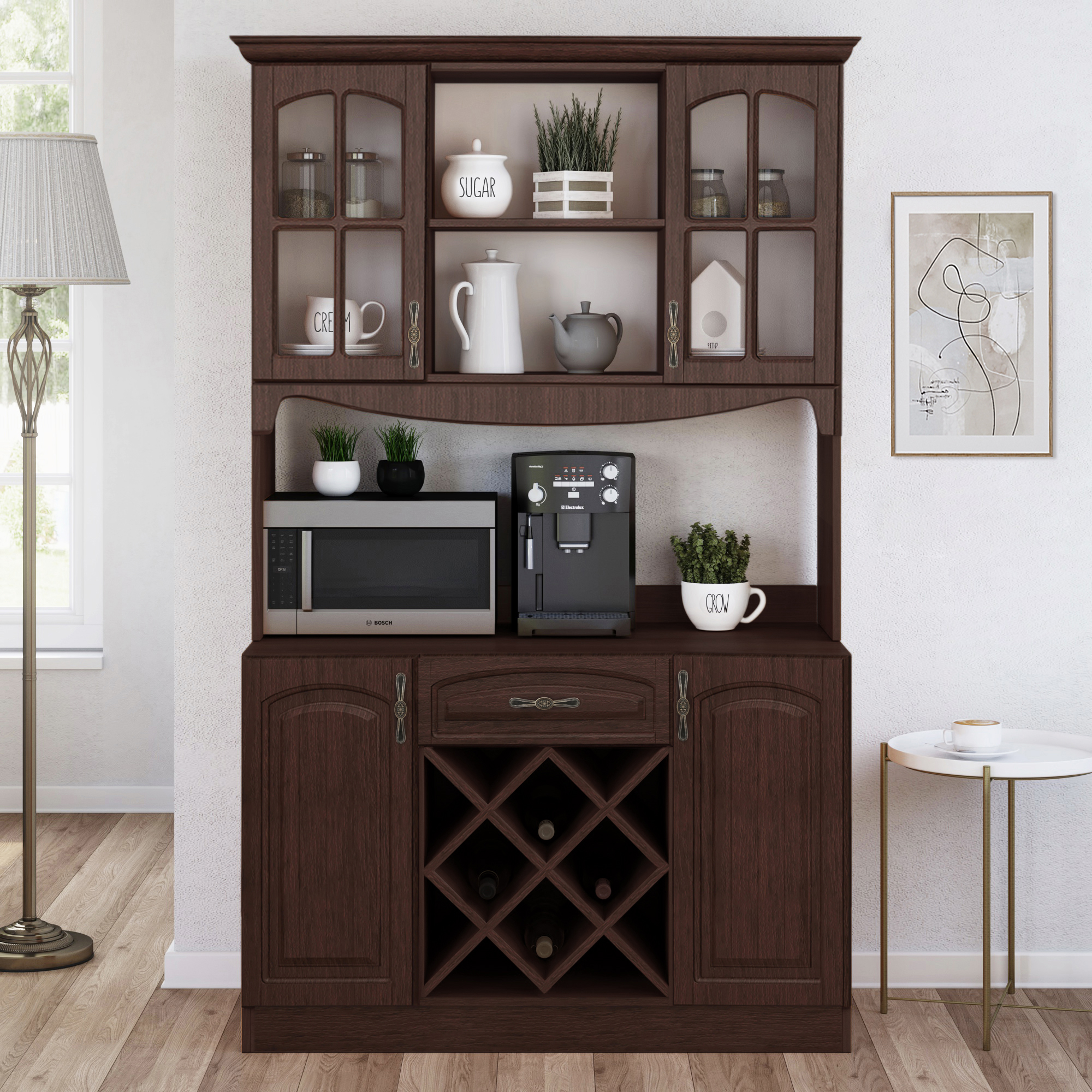 Living Skog 73 in. Pantry Kitchen Storage Wine Buffet MDF