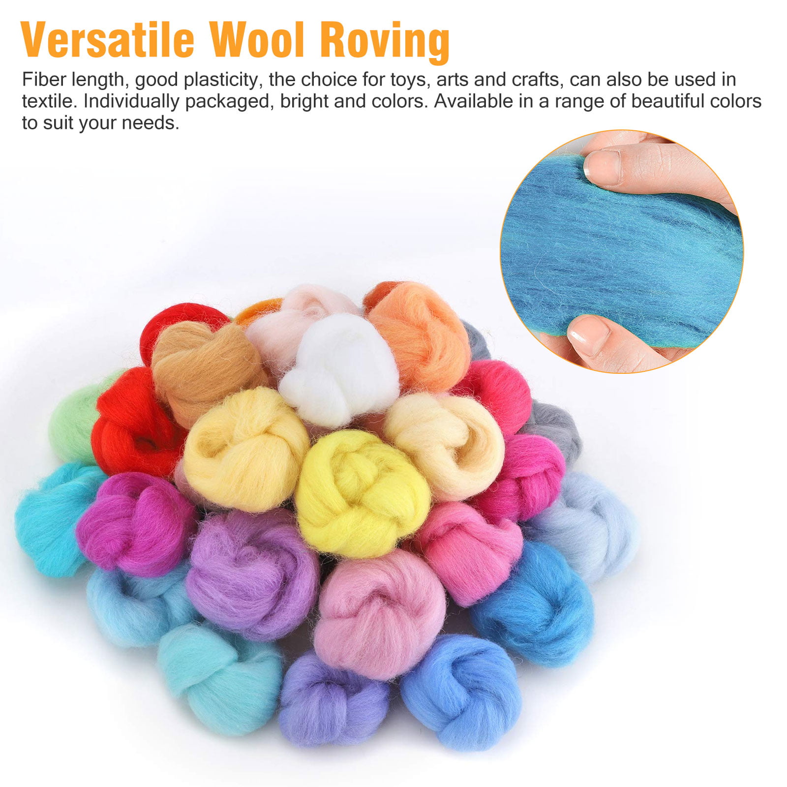 200g Roving Wool for Needle Felting Kit, 19 Micron Superfine Merino Wool, Felting  Wool for DIY