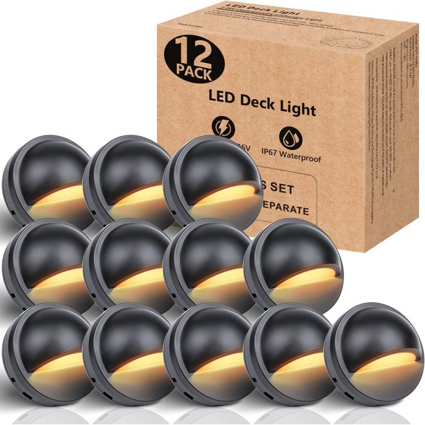 CHAO Paquete de 12 luces LED de bajo voltaje para terraza, 2,5 W, impermeables, IP67, luces decorativas para exteriores, luces para vallas, luces para postes de jardín, color cálido de 2700 K, 12-36 V