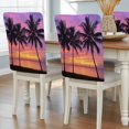 thumbnail image 2 of Summer Beach Sunset Landscape Chair Covers Set of 6 Coastal Ocean Palm Tree Red Cloudy Sky Chair Back Covers Stretch Removable Washable Slipcovers Protector for Dining Room Kitchen Party Decor, 2 of 9