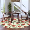 thumbnail image 3 of Round Area Rug 8 Ft, Red Strawberry Washable Non-Slip Circle Carpet for Living Room/Bedroom, Summer Fruits Farmhouse Leaves Flower Pastoral Collection Low-Profile Large Area Rugs for Indoor, 3 of 8