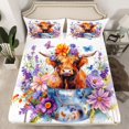 thumbnail image 2 of Castle Fairy Kids Teens Adults Highland Cow Full Size Sheets 4-Piece,Chic Floral Flowers Butterfly Breathable Bed Sheets,Rustic Farmhouse Animal Lightweight Sheet Sets,Lightweight Room Decor, 2 of 7