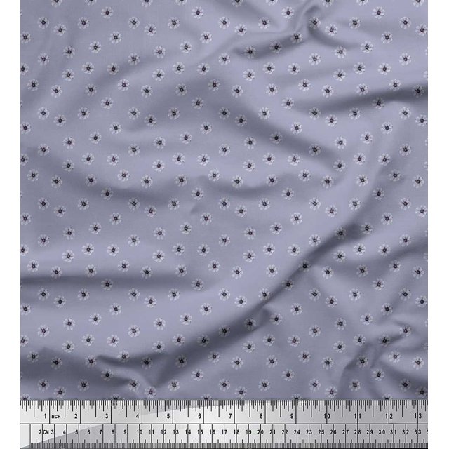Soimoi polyester Crepe Fabric Cosmos Floral Decor Fabric Printed Yard 52 Inch Wide