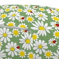thumbnail image 3 of Ladybug Pouf Cover with Zipper, Daisy Flora Foliage Gardening Yard Cottage Nature Organic Bloom Design, Soft Decorative Fabric Unstuffed Case, 30" W X 17.3" L, Fern Green Yellow White, by Ambesonne, 3 of 5