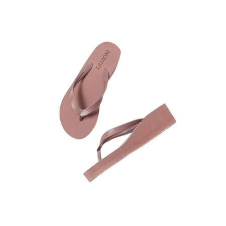 

Crocowalk Womens Flip-flops Beach Summer Sandals Wedge Tongs Sandal Ladies Casual Shoes Indoor Outdoor Comfort Slip On Footbeds Brown 6