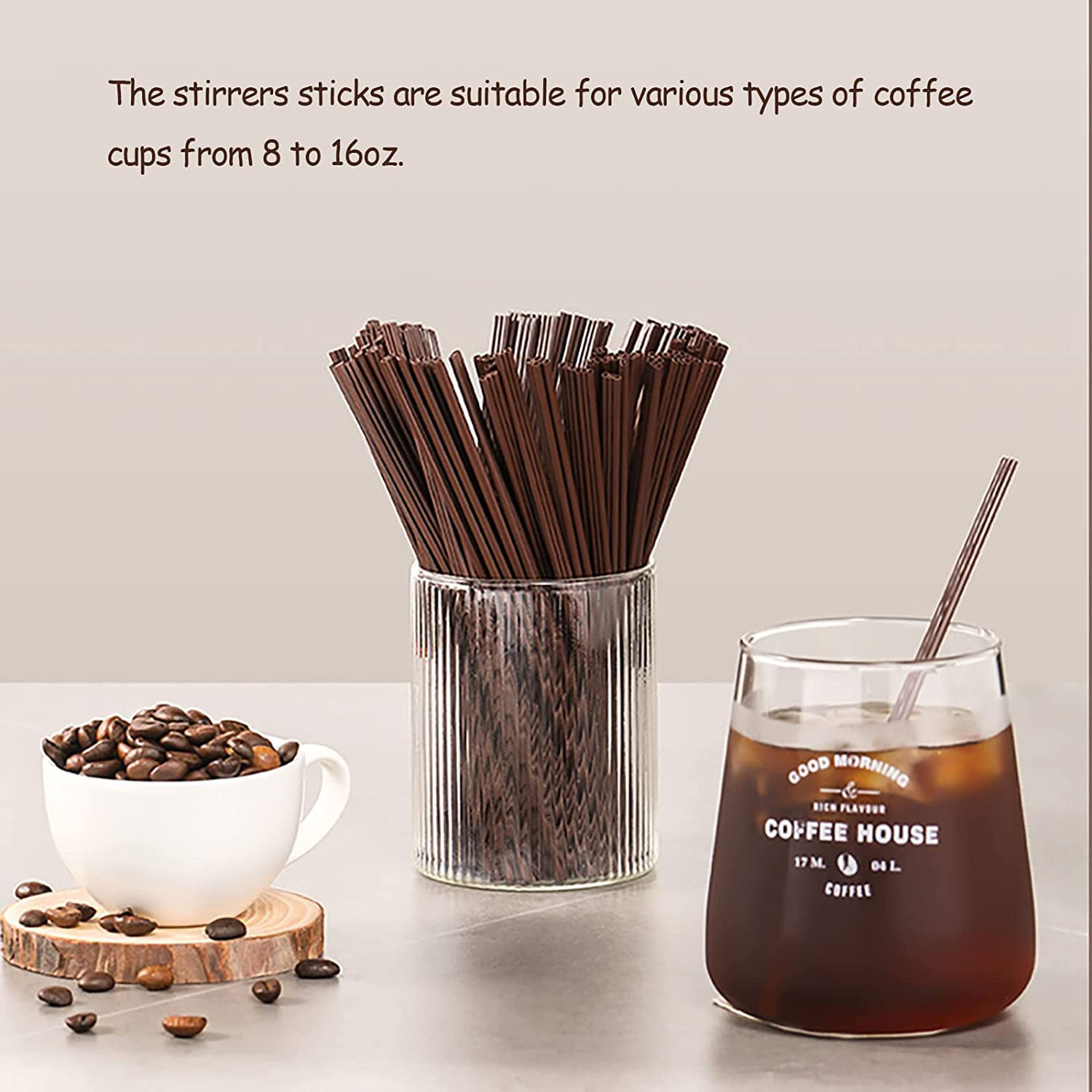 RLECS 100pcs 15cm Two-Hole Coffee Stirrer Straw Plastic Drinking Coffee Stirrers 2-in-1 Disposable Coffee Stir Sticks for Party Cocktail Tea Cups