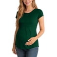 thumbnail image 2 of Axiiglly Maternity Shirts Short Sleeve Crew Neck Pleated Stretch Pregnancy T-Shirts Soft Comfortable Plus Size Tee for Women, S-4XL, 2 of 9