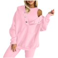 thumbnail image 2 of Womens 2 Piece Sweatsuit Set Oversized Hoodie Tank Top Matching Lounge Outfit Pullover Casual Fall 2025 Pink, 2 of 7