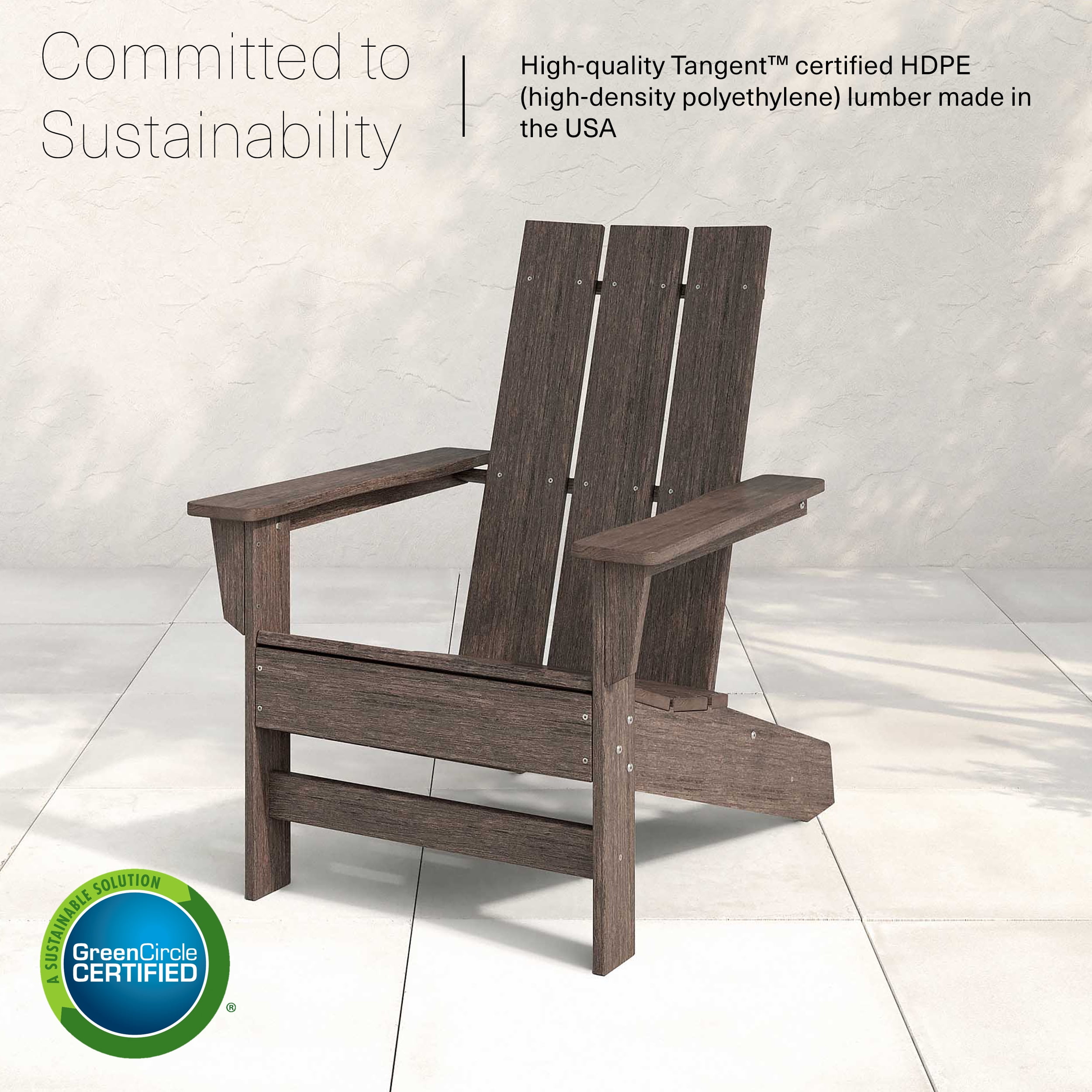 DuroGreen Aria Adirondack Chairs Made with All-Weather Tangent Sustainable Lumber, Set of 2, Oversized, High End Patio Furniture for Porch, Lawn, Deck, Fire Pit, No Maintenance, Coastal Gray