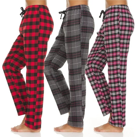 

Pajama Pants for Women - 3 Pack Pajama Bottoms - Cotton Blend Flannel Plaid Lounge Pants Comfortable PJ Pants Set B Small