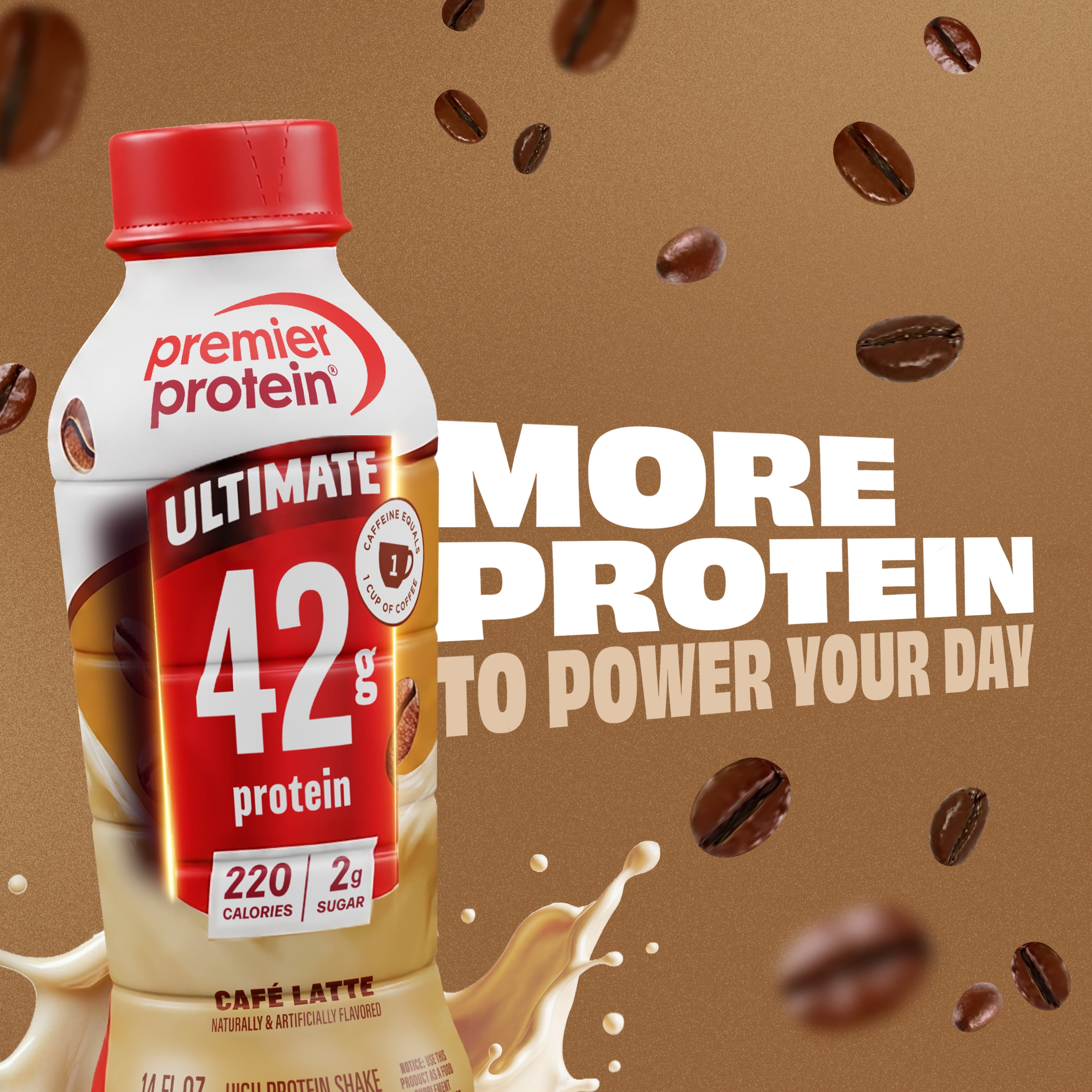 Premier Protein, Ultimate 42g Protein Shake, Café Latte, 14 Fl Oz, 12 Ct