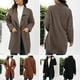 thumbnail image 4 of Abrigo de invierno para mujer, bolsillos laterales con cuello extendido, rompevientos frontal abierto, abrigo informal suelto, cárdigan cálido Irfora Café/Extragrande, 4 of 7