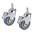 thumbnail image 1 of Unique Bargains Roues Pivotantes de Roulette Roulette de PVC 3 Pouces Roue M12 x 30mm Tige Filetée avec Frein, Capacité de 88lb, 2pcs, 1 of 3