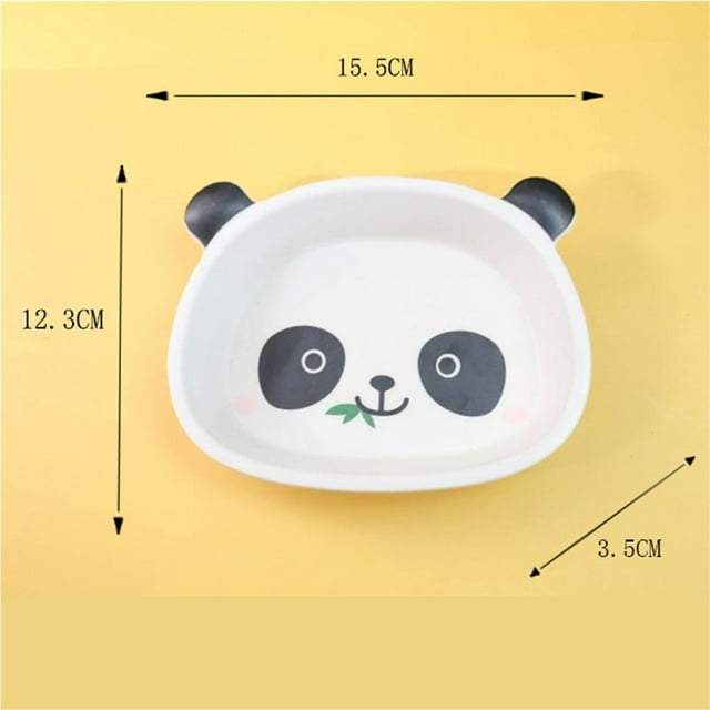 HLONK Melamine Bamboo Fiber Children‘s Tableware Set Cute Panda Eating Bowl Baby Divided Plate