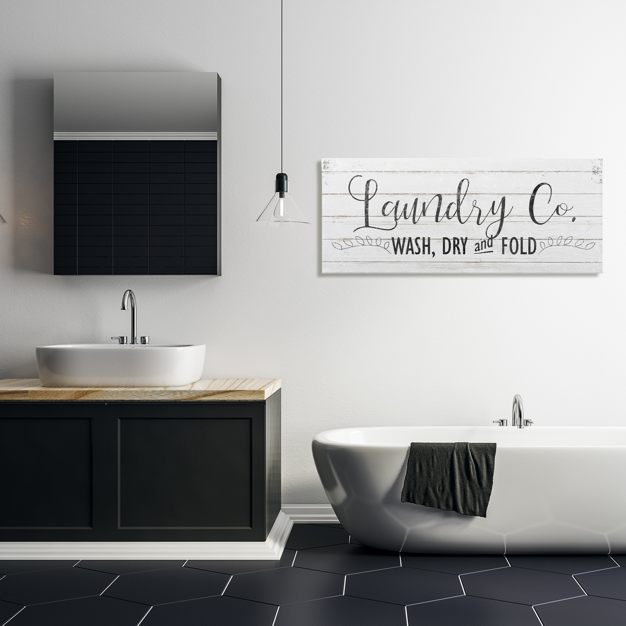 Stupell Industries Laundry Wash Dry & Fold Typography Painting Gallery Wrapped Canvas Art Print Wall Art, 48 x 20