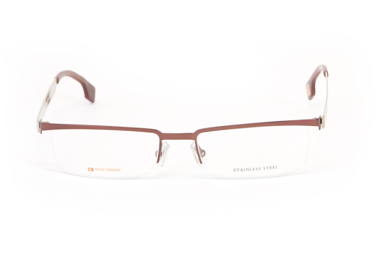 Boss Orange Stainless Steel Semi-Rimless Eyeglass Frames 54mm Burgundy Mud - image 3 of 3