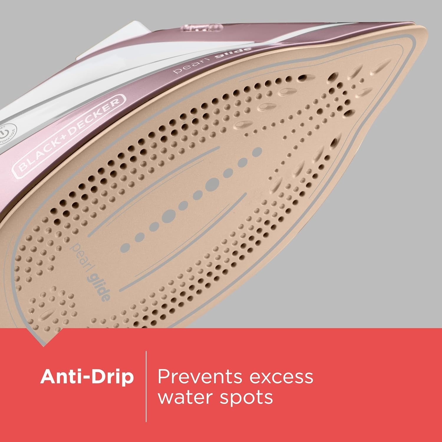 BLACK+DECKER Pearl Iron, 50% Smoother Gliding with Pearl-Infused Ceramic Soleplate, Powerful Steam, 8 Foot Cord, Vertical Steam Function IR2398C