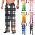 thumbnail image 2 of BRANROY Pajama Pants for Men Soft Plaid - Straight Leg Sleep Bottoms with Pockets Drawstring Elastic Waist Mens Casual Pants Relaxed Fit Lounge Pajamas,Green M, 2 of 6