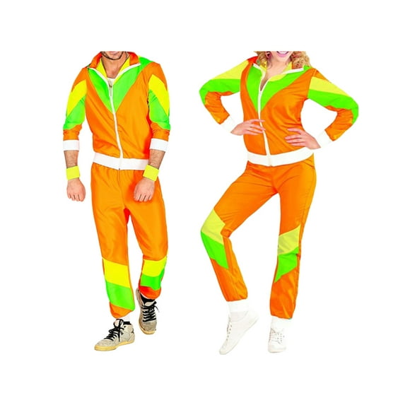 SUNSIOM 90s Hip Hop Costumes Outfits, Retro Tracksuit, Patchwork Long Sleeve Coat Long Pants, 80s Costumes for Men and Women