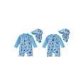 thumbnail image 2 of BemeyourBBs 2pcs Toddler Baby Boys One Pieces Swimsuit with Sun Hat Infant Boy Bathing Suit Long Sleeve Starfish Lobster Print Upper Zipper Rash Guard Swimwear Summer Beachwear, 2 of 9
