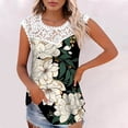 thumbnail image 2 of Camiseta sin mangas de encaje con estampado de mujer Camiseta sin mangas de empalme de cuello redondo Camiseta ligera y cómoda delgada OAVQHLG3B Store  lin121212, 2 of 5