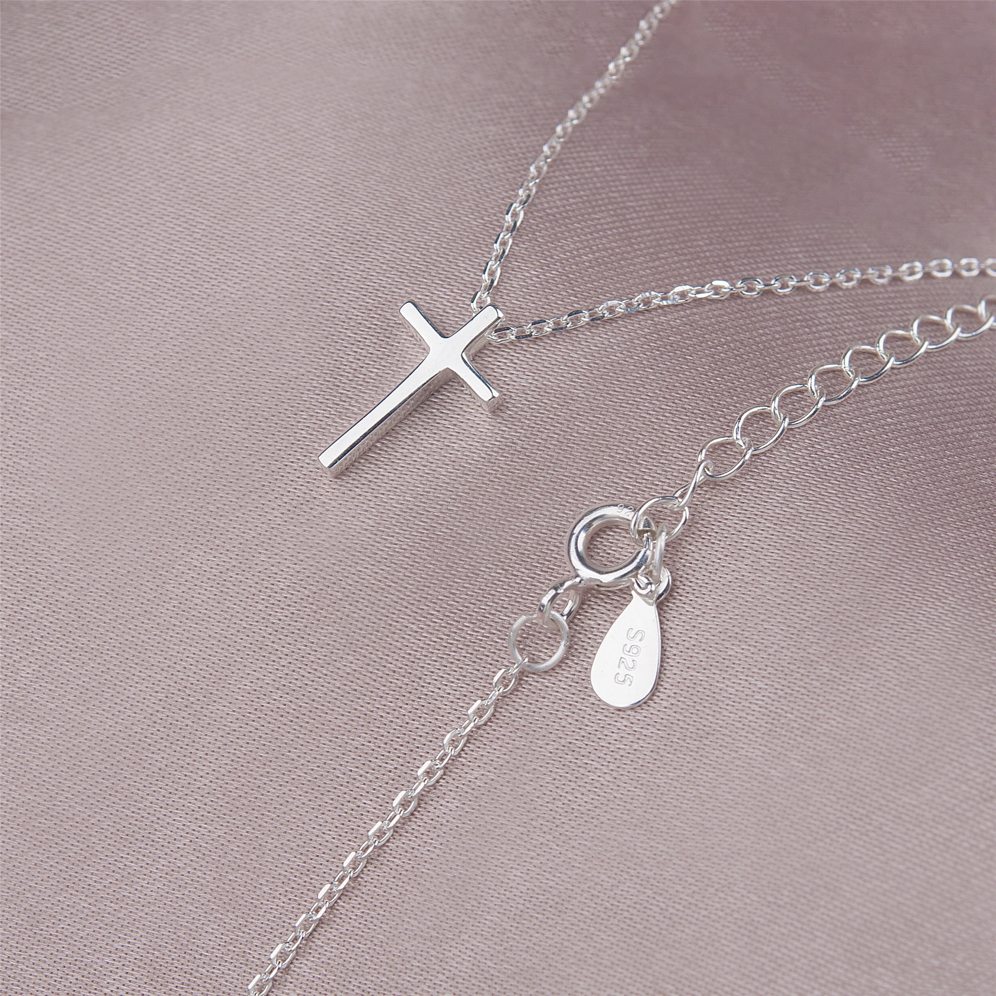 Anavia Merry Christmas Gifts for Daughter, Sterling Silver Cross Necklace, Ready to Gift Christmas Card Necklace for Niece