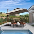 thumbnail image 2 of PURPLE LEAF 10FT Deluxe Square Wood Grain Patio Umbrella, Large Offset Sunbrella Cantilever Umbrella with 360° Rotation, Spectrum Graphite, 2 of 12