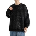 thumbnail image 4 of Cmfcve Men's Plus Size Sweatshirts Vintage Ribbed Long Sleeved Pullover Sweat Shirts Top Urban Crew Neck Stretch Jacket Top, 4 of 4