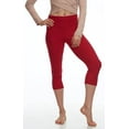 thumbnail image 2 of LMB Capri Leggings for Women Buttery Soft Polyester Fabric, Deep Red, XL - 3XL, 2 of 3