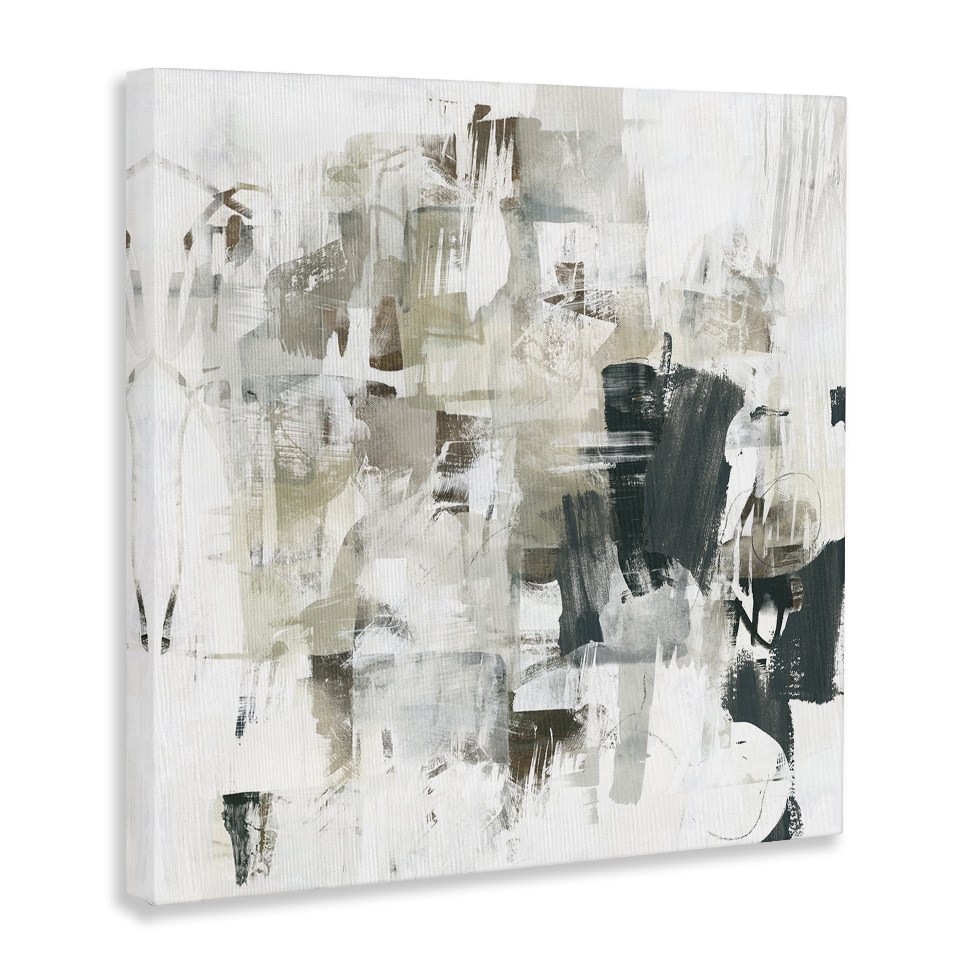 Stupell Industries Abstract Monochrome Paint Abstract Painting Wrapped Canvas Art Print Wall Art, 36 x 36