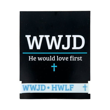 7 1/2" WWJD He Would Love First Rubber Bracelets with Card for 24