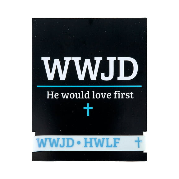 7 1/2" WWJD He Would Love First Rubber Bracelets with Card for 24