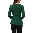 thumbnail image 3 of Unique Bargains Women's Elegant V Neck Long Sleeves Casual Wrap Peplum Knit Blouse S Green, 3 of 6