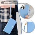 thumbnail image 5 of Crossbody for iPhone 16 Pro Max Wallet Case,Magnetic Closure Flip Card Slots RFID Blocking,Detachable Long Shoulder Chain & Wrist Lanyard,Shockproof PU Leather Phone Case,Blue, 5 of 9