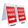 thumbnail image 2 of A-frame Sidewalk Faculity Parking With Arrow 24" x 36" Double Sided A-Frame Sidewalk Sign, Includes 2 Plastic Inserts | Foldable Portable White Signicade Sandwich Board Signs, 2 of 5