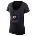 thumbnail image 2 of Women's G-III 4Her by Carl Banks Black Oklahoma City Thunder Super-Slim Fit Lightweight Team Name Collage Graphic V-Neck, 2 of 3