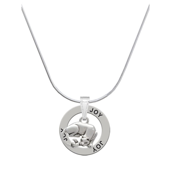 Delight Jewelry Silvertone Panther Joy Ring Charm Necklace, 18"