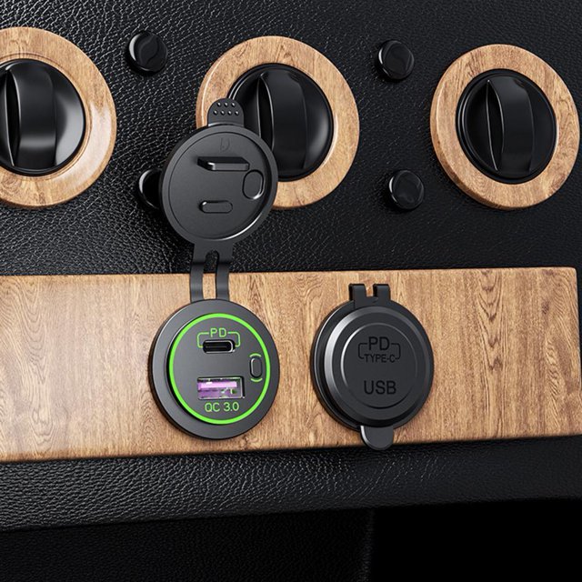 Cargador Auto P21-A Cargador USB dual para motocicleta y automóvil con interruptor QC 3.0 + Toma de cargador USB PD Likrtyny Para estrenar