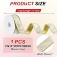 thumbnail image 2 of Uxcell Velvet Wired Ribbon, Velvety Gold Crushed Ribbons Single Faced for Craft Bow Wreaths Chrismas Tree Decorations Light Champagne, 2 of 7
