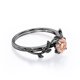 thumbnail image 4 of JeenMata Anillo de Compromiso con Solitario de Morganita Creada en Color Rosa Melocotón Redondo de 0,50 Quilates: Anillo Inspirado en la Naturaleza, Anillo Bohemio, Oro Negro de 18 K sobre Plata, 4 of 6