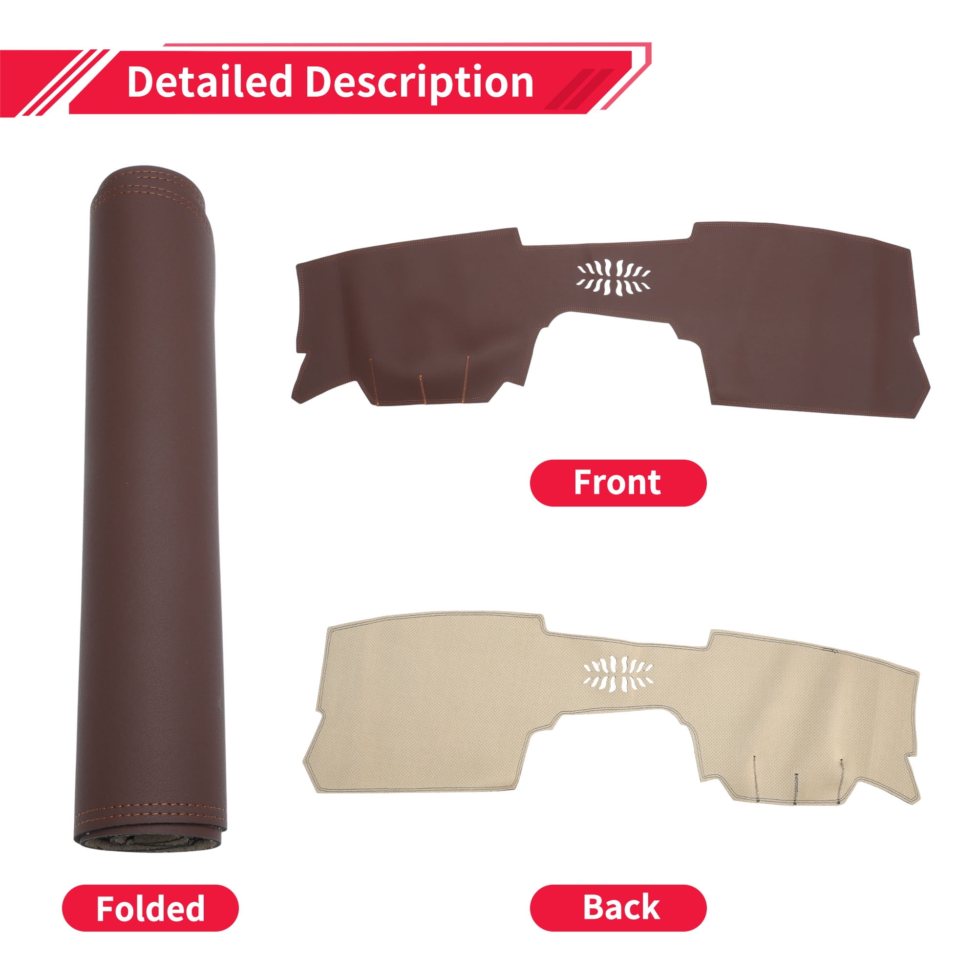 Unique Bargains Dashboard Cover for Mazda CX30 2020-2023 Red Faux Leather Brown